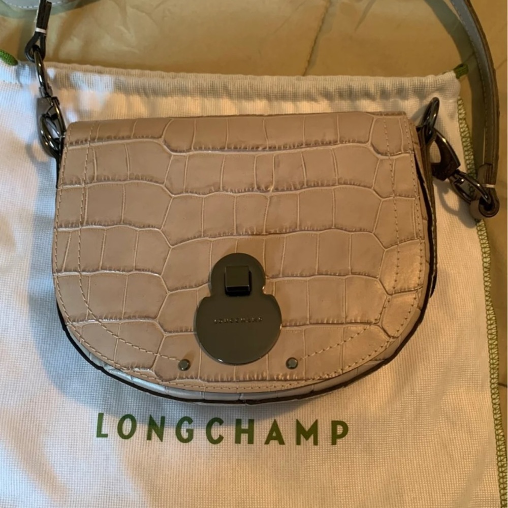 Longchamp Calvacade Croc Embossed Crossbody